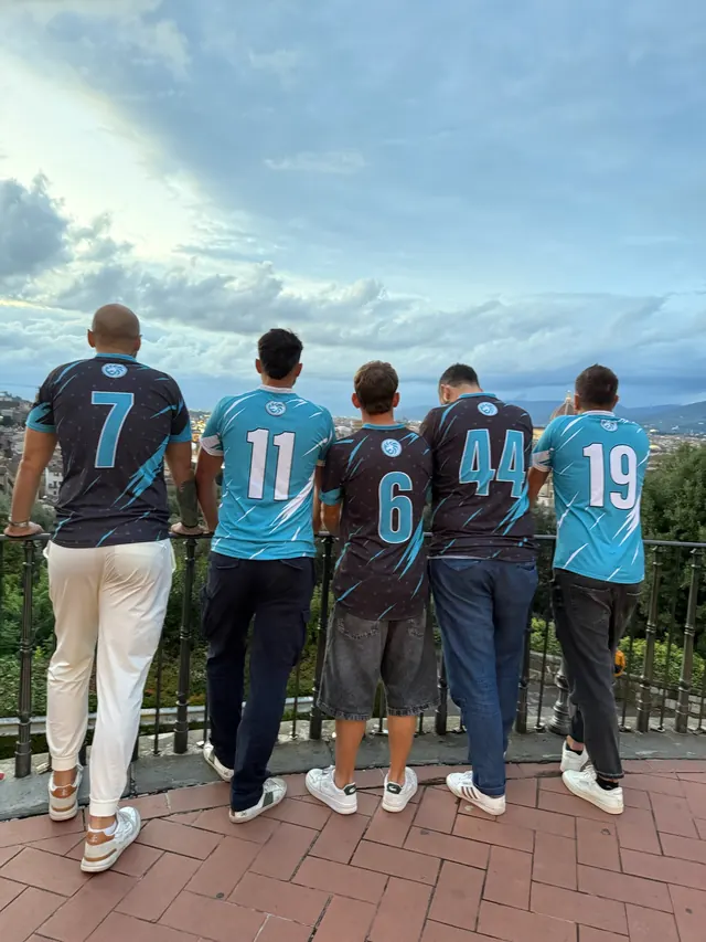 Backs to the camera, Florence ahead